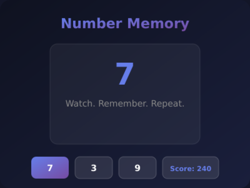 Number Sequence Memory game thumbnail